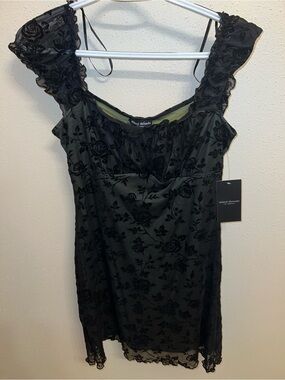 Mixed Threads Black Floral Velvet Burnout Dress